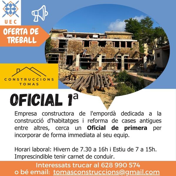 Oferta de feina: Oficial de 1a