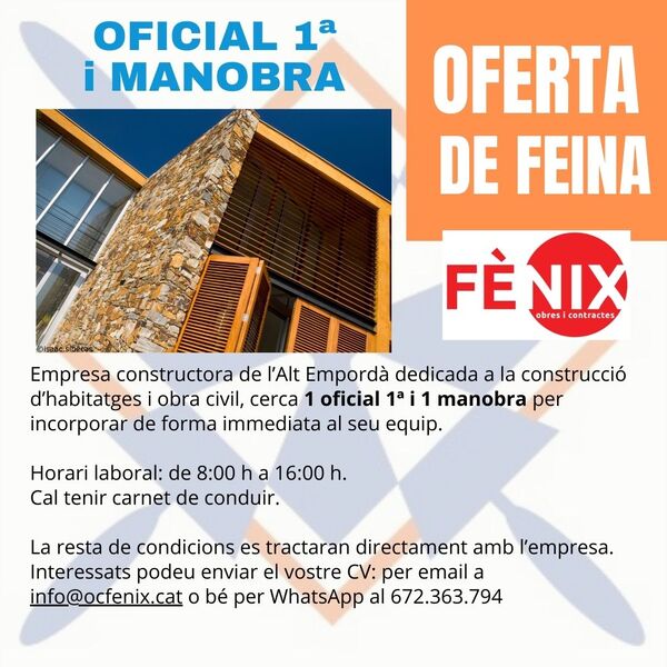 Oferta de feina: Oficial de 1a i Manobra