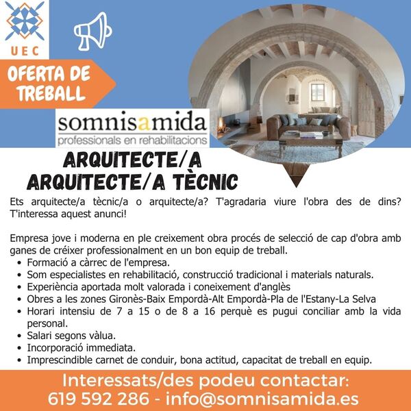 Oferta de feina: Arquitecte/a , Arquitecte/a Tècnic